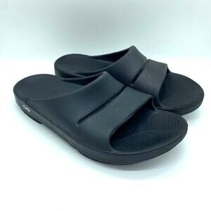Oofos Men's size 10 Black Rubber Slide Sandals Comfort Shoes Orthopedic Slip-on